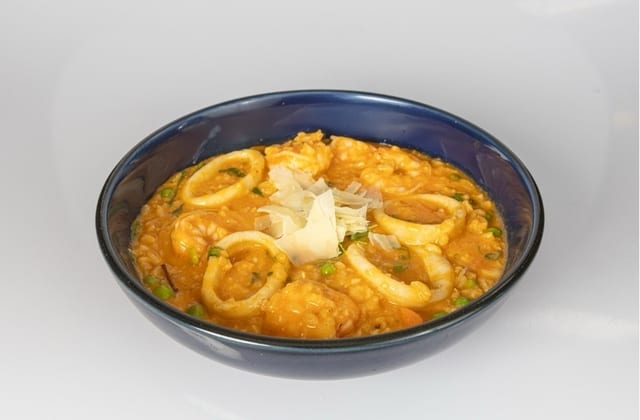 Seafood Risotto with Salmon.